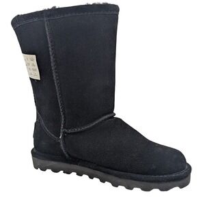 Bearpaw Black Suede Sheepskin Lined Boots Women's size 6